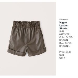 NWT Abercrombie Leather Shorts